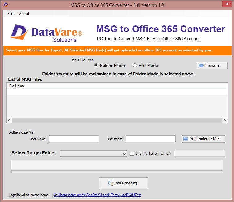 Windows 8 Datavare MSG to Office 365 Converter full