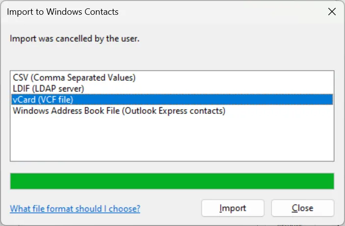 access contacts in windows