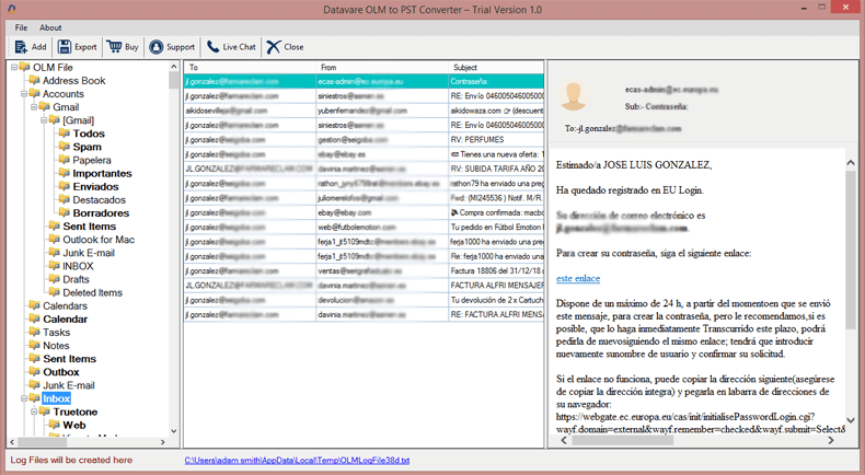 OLM para EMLX Conversor